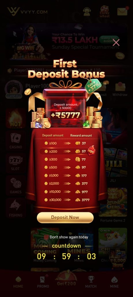 VVYY App latest APK version with modern gaming interface